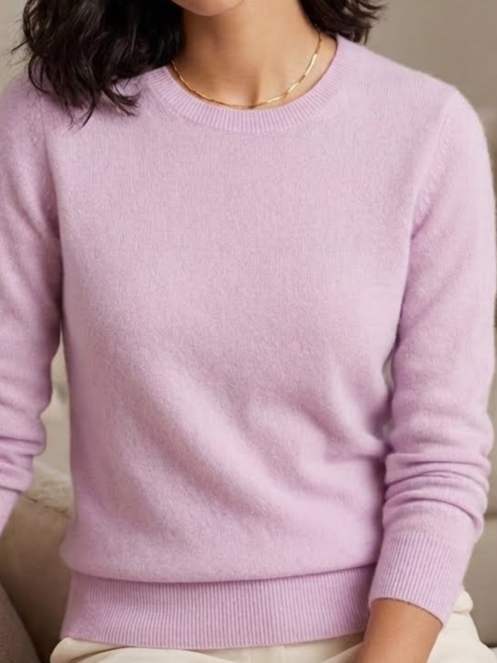Tahari 100% 2-Ply Cashmere Purple Lilac Sweater Size S / M